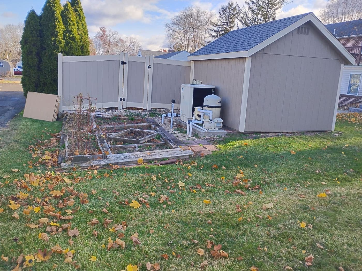 Custom cedar garden — before